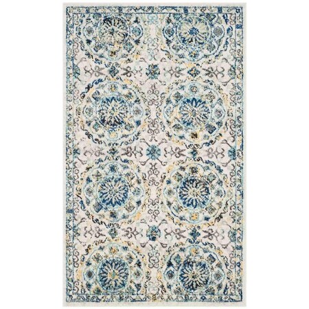 Safavieh Evoke Power Loomed Accent Area Rug, Ivory and Blue - 2 ft.-2 in. x 4 ft. EVK252C-24